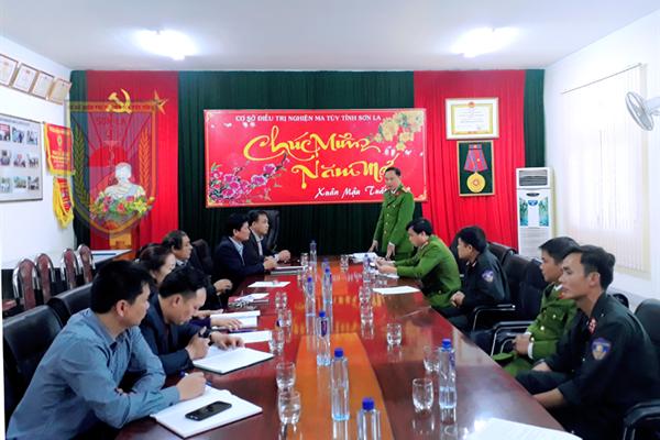 Tổng kết, đánh giá việc tăng cường của lực lượng chiến sỹ phòng Cảnh sát cơ động trong dịp Tết Nguyên đán Mậu Tuất 2018 tại Cơ sở Điều trị nghiện ma túy tỉnh.
